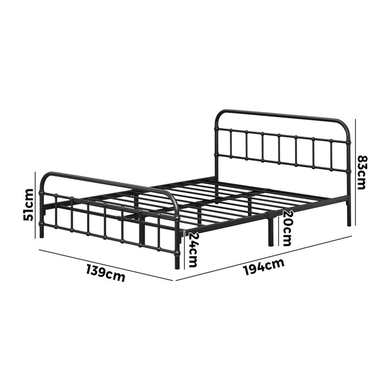 Oikiture Metal Bed Frame Double Size Bed Base Platform