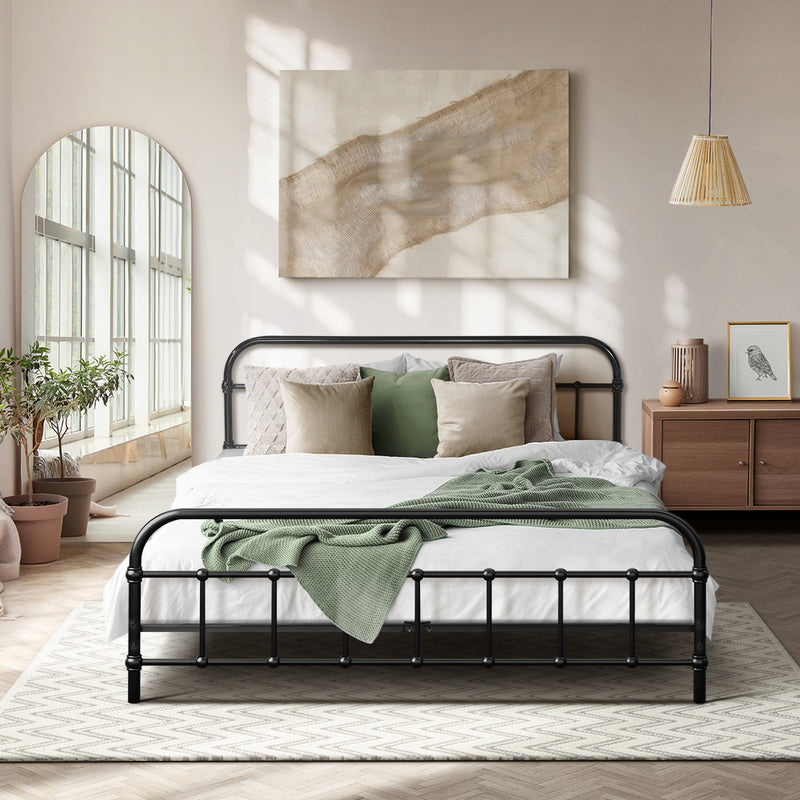Oikiture Metal Bed Frame Double Size Bed Base Platform