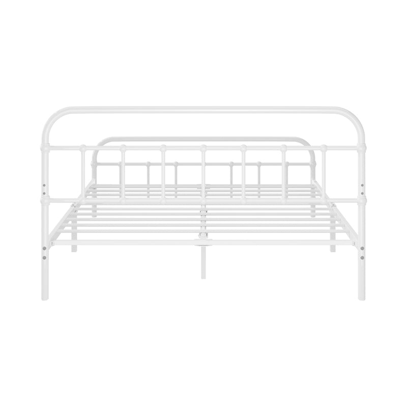 Oikiture Bed Frame Metal Bed Base Double Size Bed Platform White