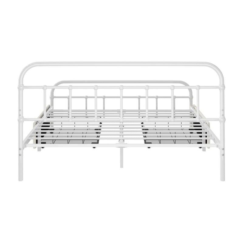 Oikiture Metal Bed Frame Double Size Bed Base with 2 Drawers White
