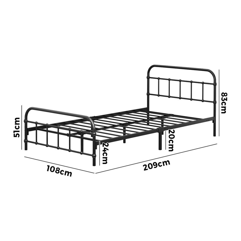Oikiture Metal Bed Frame King Single Size Bed Base Platform