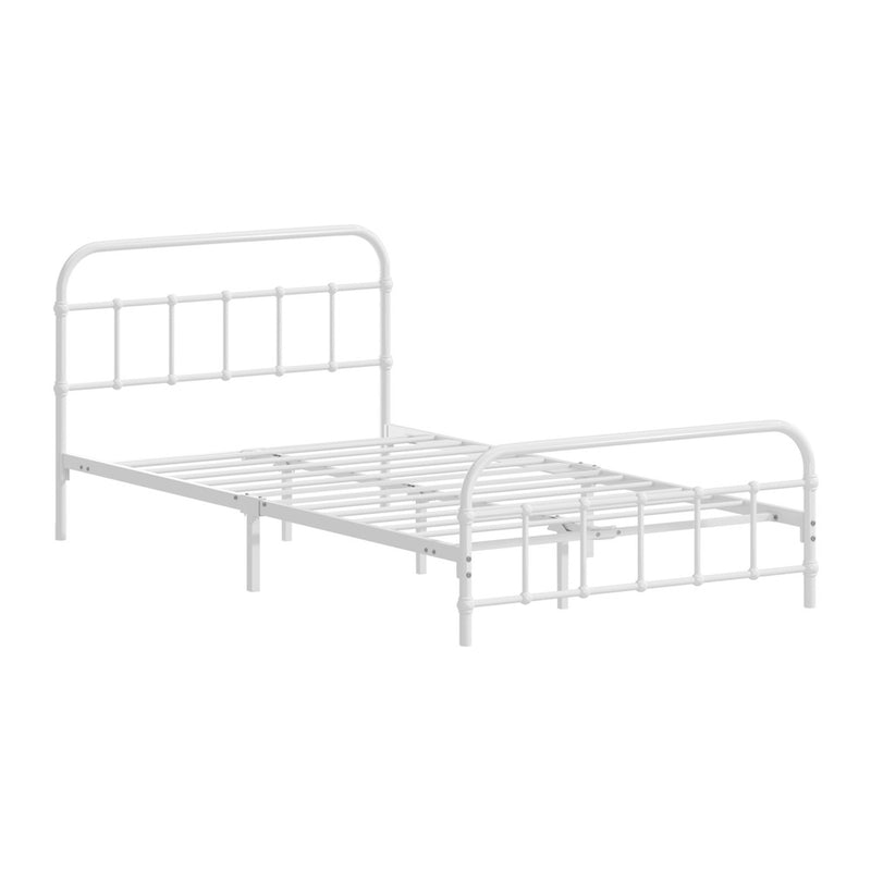 Oikiture Bed Frame Metal Bed Base King Single Size Bed Platform White
