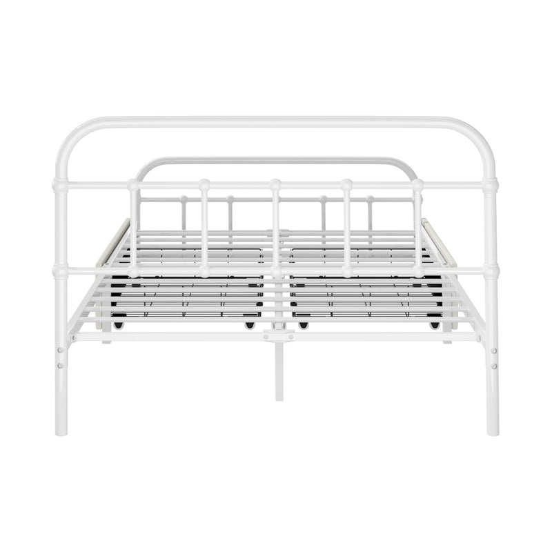 Oikiture Metal Bed Frame King Single Bed Base with 2 Drawers White