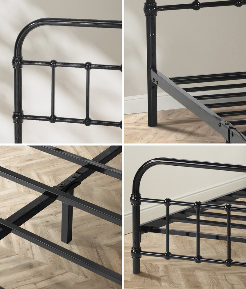 Oikiture Metal Bed Frame Queen Size Bed Base Platform