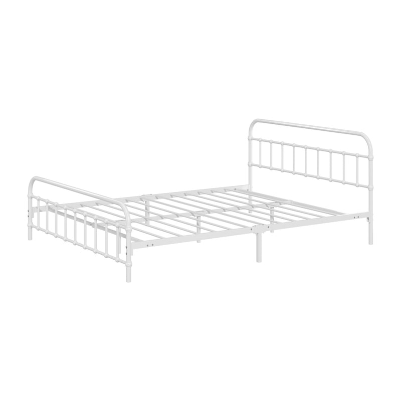 Oikiture Bed Frame Metal Bed Base Queen Size Bed Platform White
