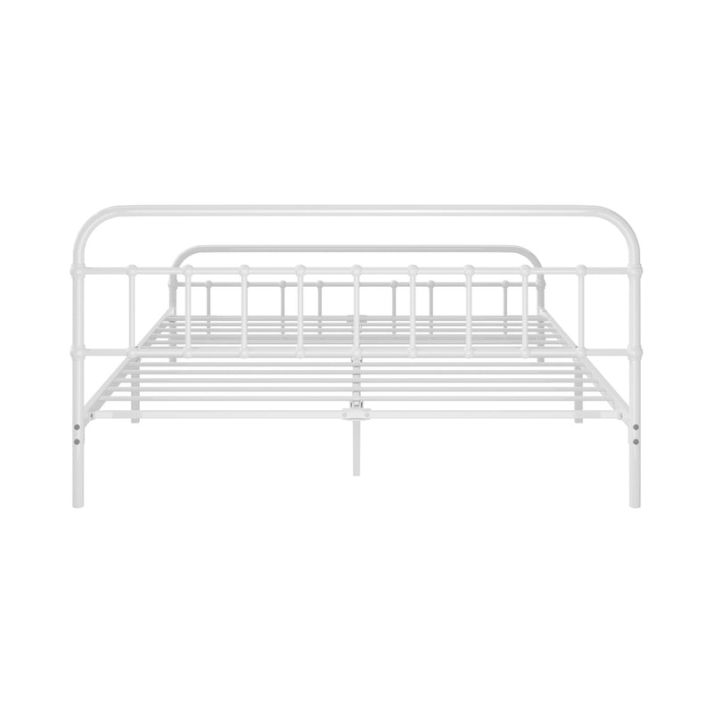 Oikiture Bed Frame Metal Bed Base Queen Size Bed Platform White