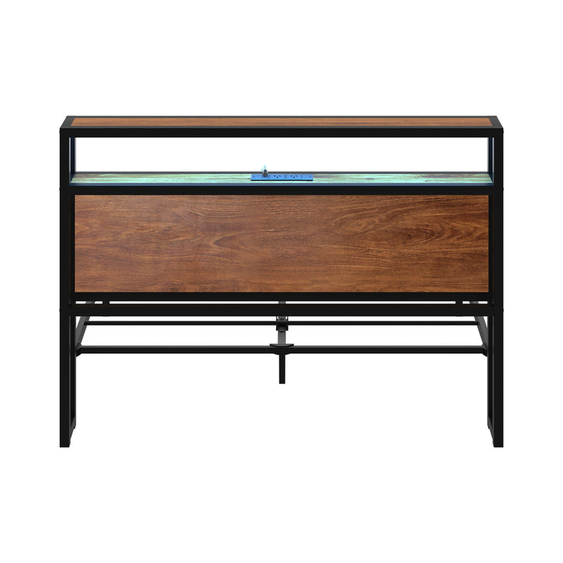 Oikiture Metal Bed Frame Double LED Light Storage Headboard USB Charge
