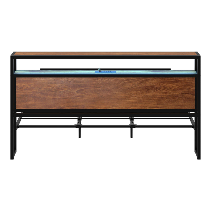 Oikiture Metal Bed Frame King LED Headboard USB Charge