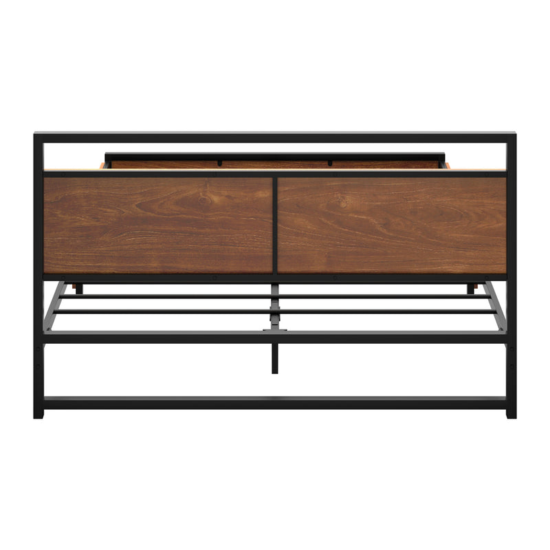 Oikiture Metal Bed Frame Double Size Bed Base Platform 2 Drawers Black