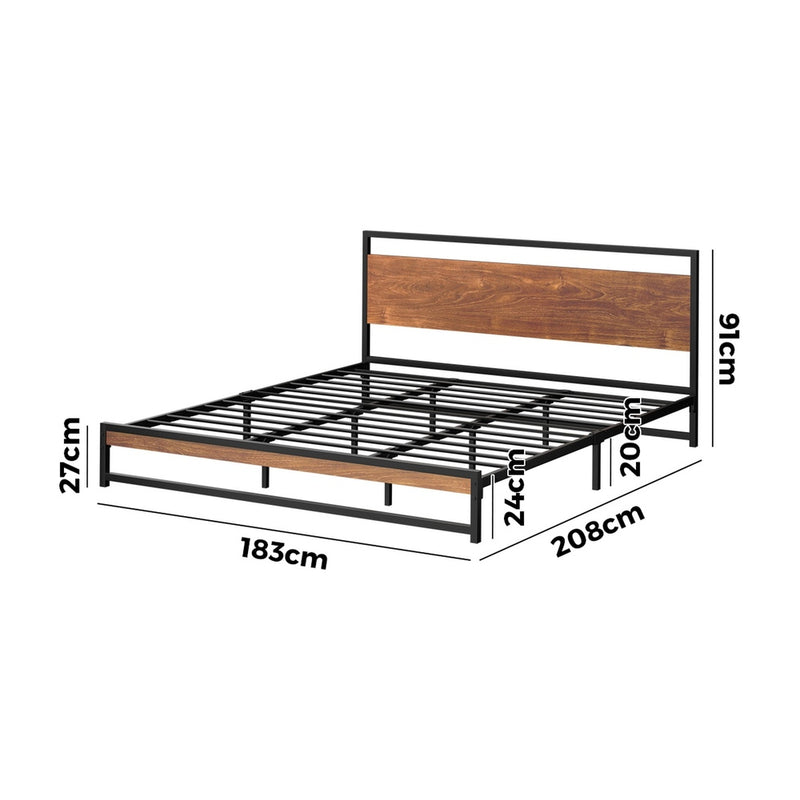 Oikiture Metal Bed Frame King Size Beds Base Platform Wood