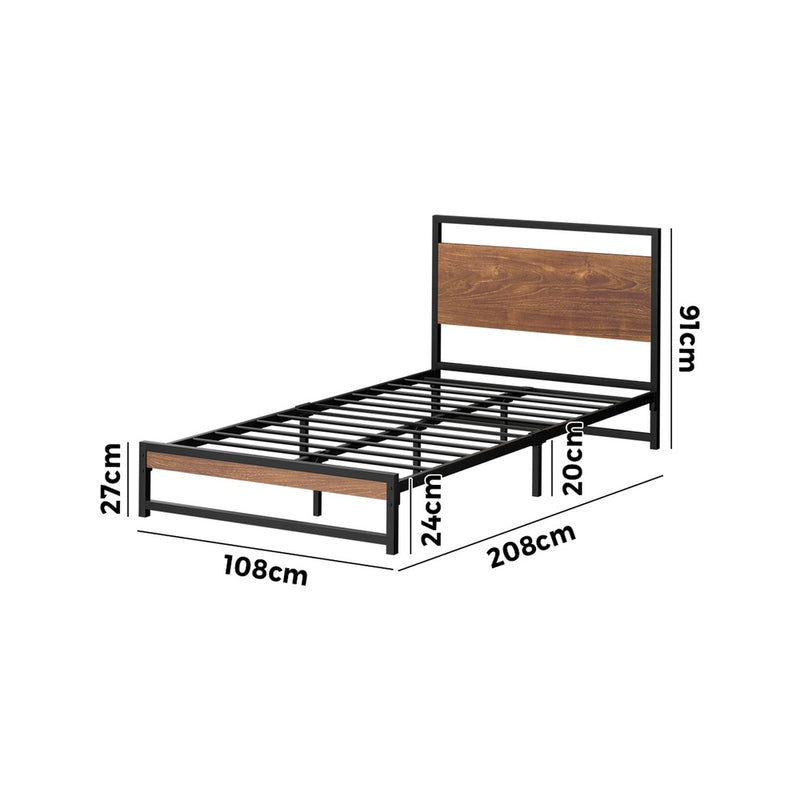 Oikiture Metal Bed Frame King Single Size Beds Base Platform Wood