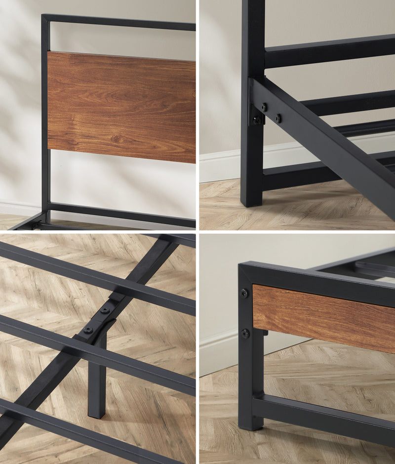 Oikiture Metal Bed Frame King Single Size Beds Base Platform Wood