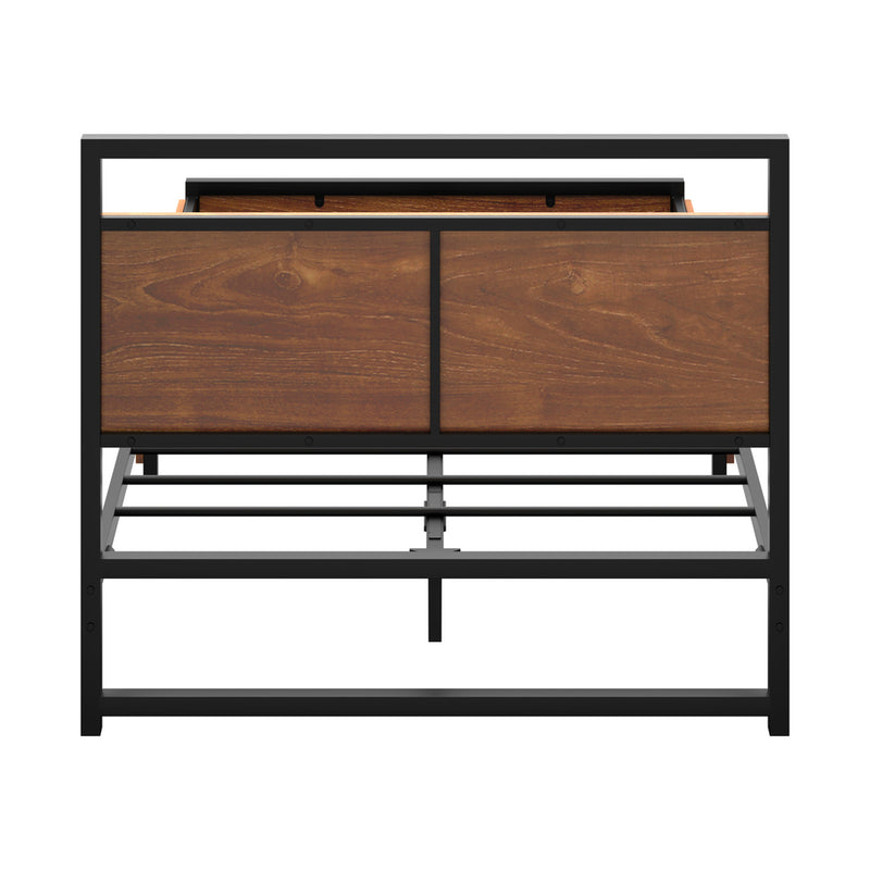 Oikiture Metal Bed Frame King Single Bed Base Platform 2 Drawers Black