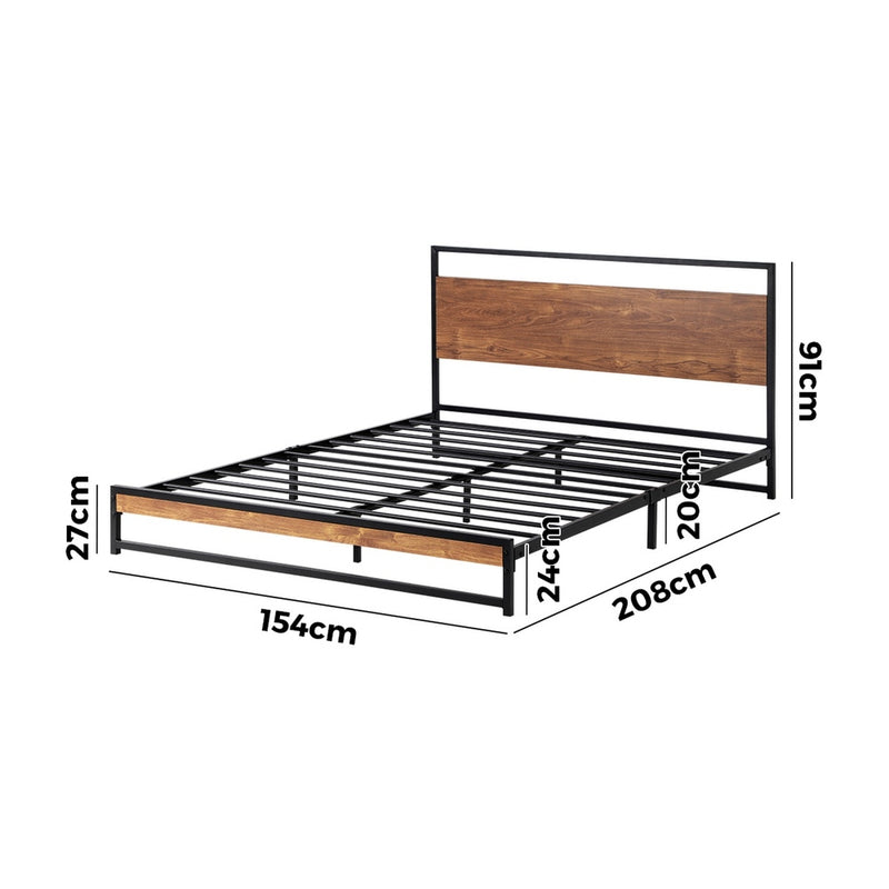 Oikiture Metal Bed Frame Queen Size Wooden