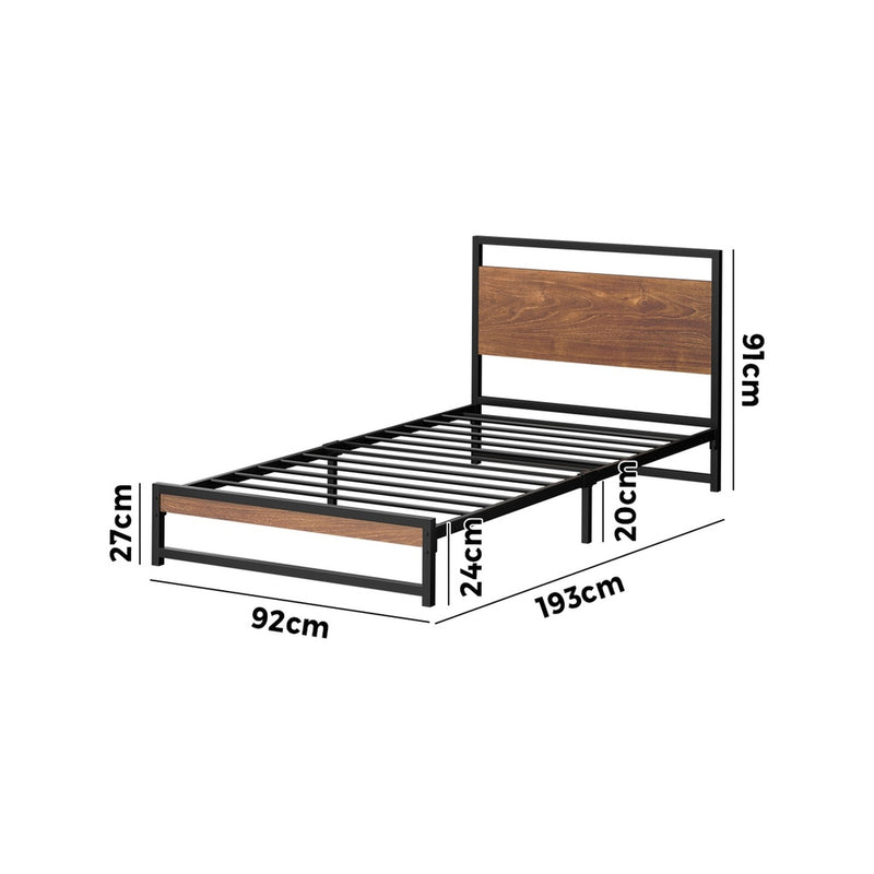 Oikiture Metal Bed Frame Single Size Beds Base Platform Wood
