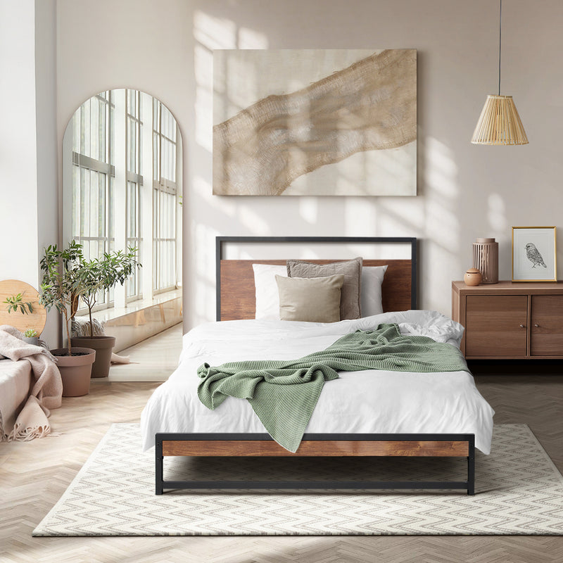 Oikiture Metal Bed Frame Single Size Beds Base Platform Wood