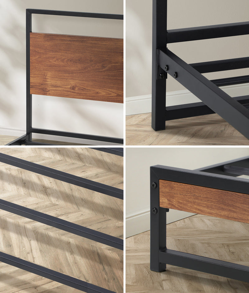 Oikiture Metal Bed Frame Single Size Beds Base Platform Wood