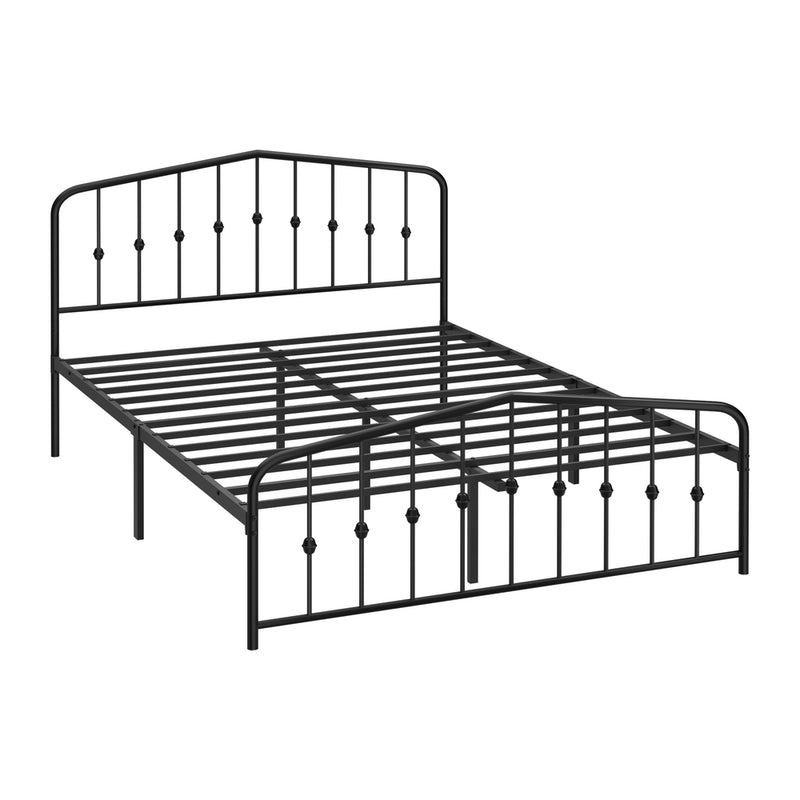 Oikiture Double Metal Bed Frame with Headboard Footboard Black