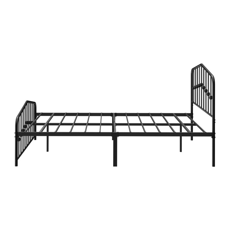 Oikiture Double Metal Bed Frame with Headboard Footboard Black