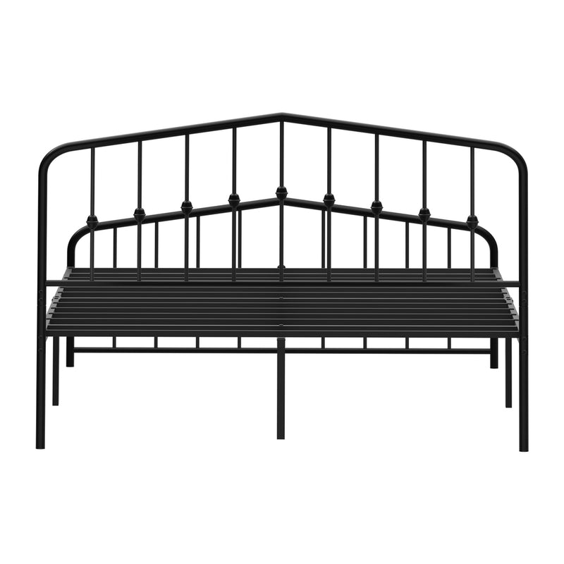Oikiture Double Metal Bed Frame with Headboard Footboard Black