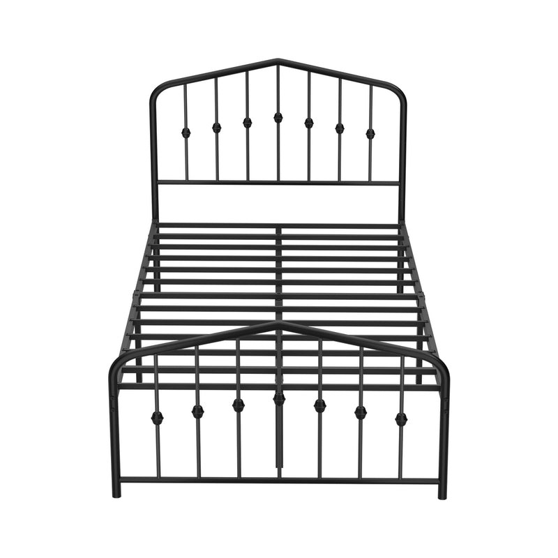 Oikiture King Single Metal Bed Frame Headboard Footboard Black
