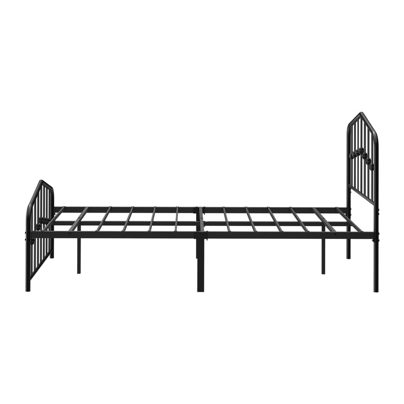 Oikiture King Single Metal Bed Frame Headboard Footboard Black