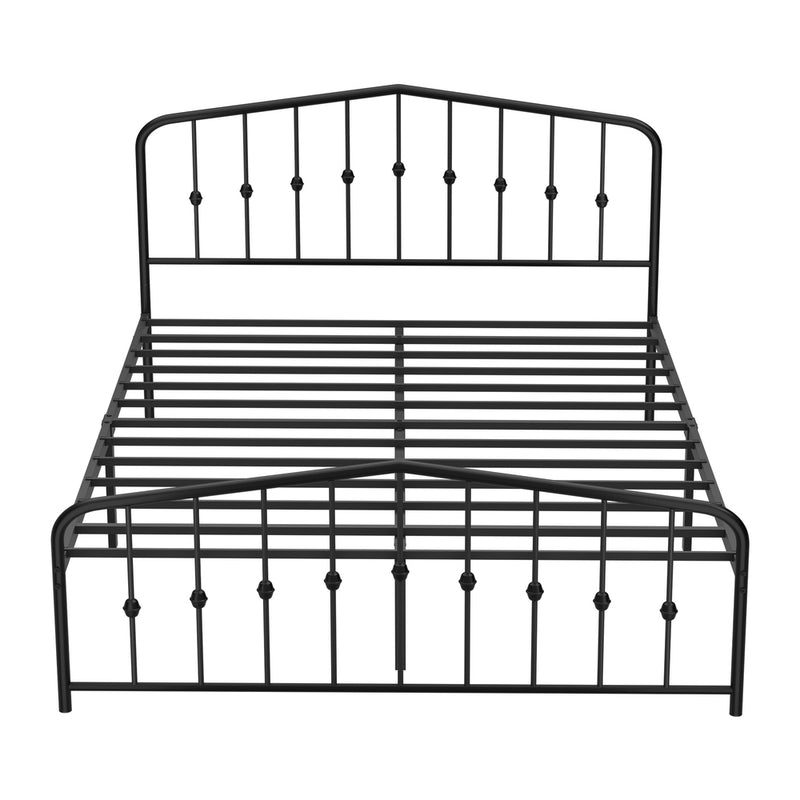 Oikiture Queen Metal Bed Frame with Headboard Footboard Black