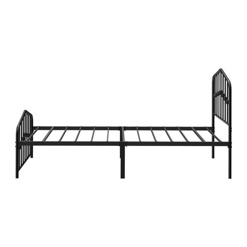 Oikiture Single Metal Bed Frame with Headboard & Footboard Black