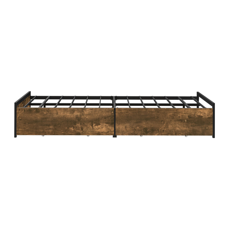 Oikiture King Single Metal Bed Frame with 2 Storage Drawers