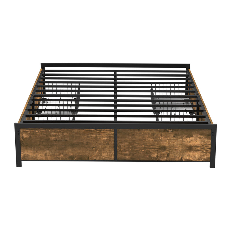 Oikiture Queen Metal Bed Frame with 4 Storage Drawers