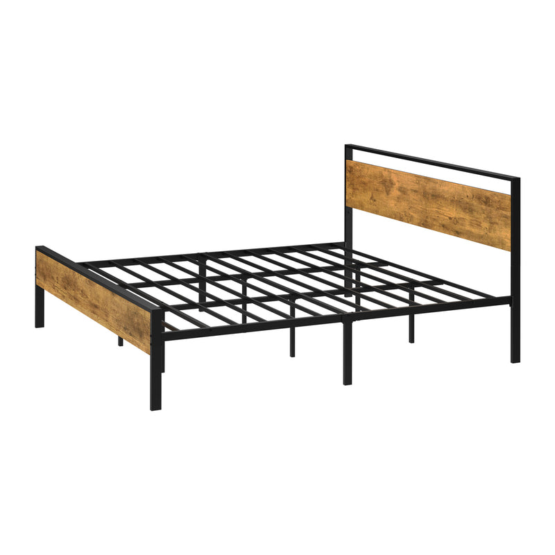 Oikiture King Metal Bed Frame Platform Bed Base Natural