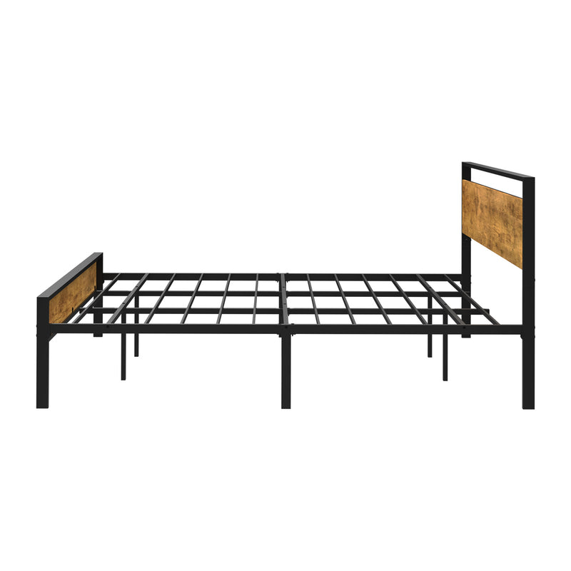 Oikiture King Metal Bed Frame Platform Bed Base Natural