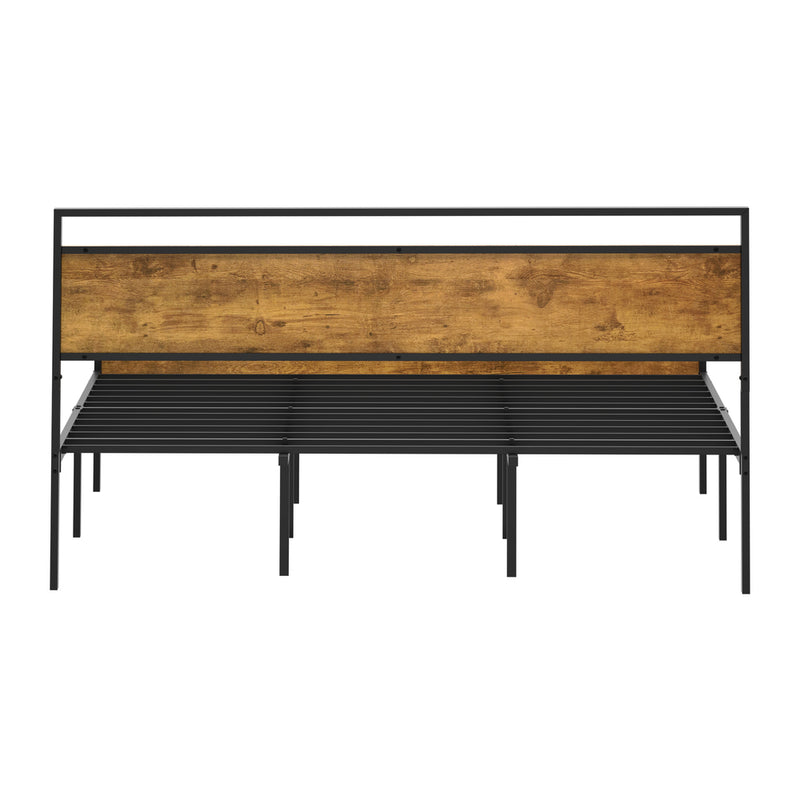 Oikiture King Metal Bed Frame Platform Bed Base Natural
