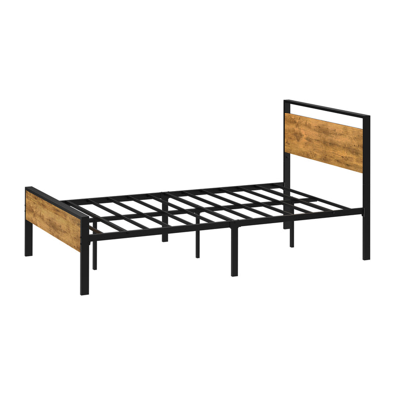 Oikiture King Single Metal Bed Frame Platform Bed Base Natural