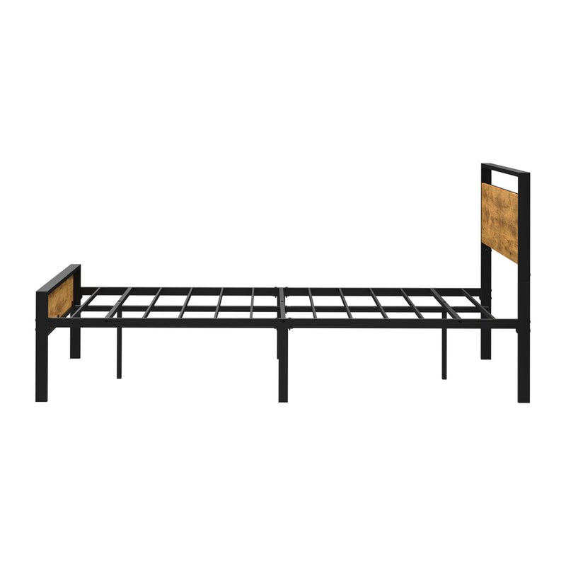 Oikiture King Single Metal Bed Frame Platform Bed Base Natural