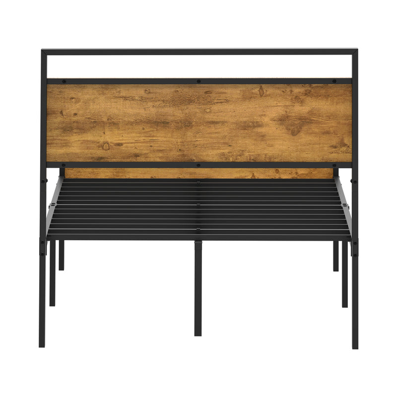 Oikiture King Single Metal Bed Frame Platform Bed Base Natural