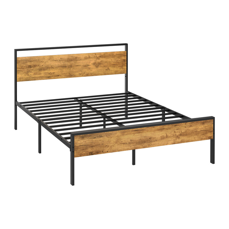 Oikiture Queen Metal Bed Frame Platform Bed Base Natural
