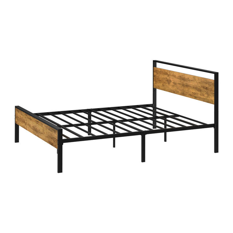 Oikiture Queen Metal Bed Frame Platform Bed Base Natural