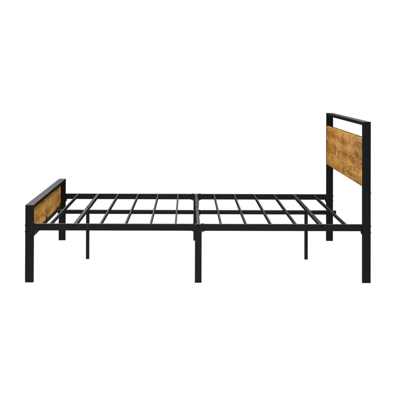 Oikiture Queen Metal Bed Frame Platform Bed Base Natural