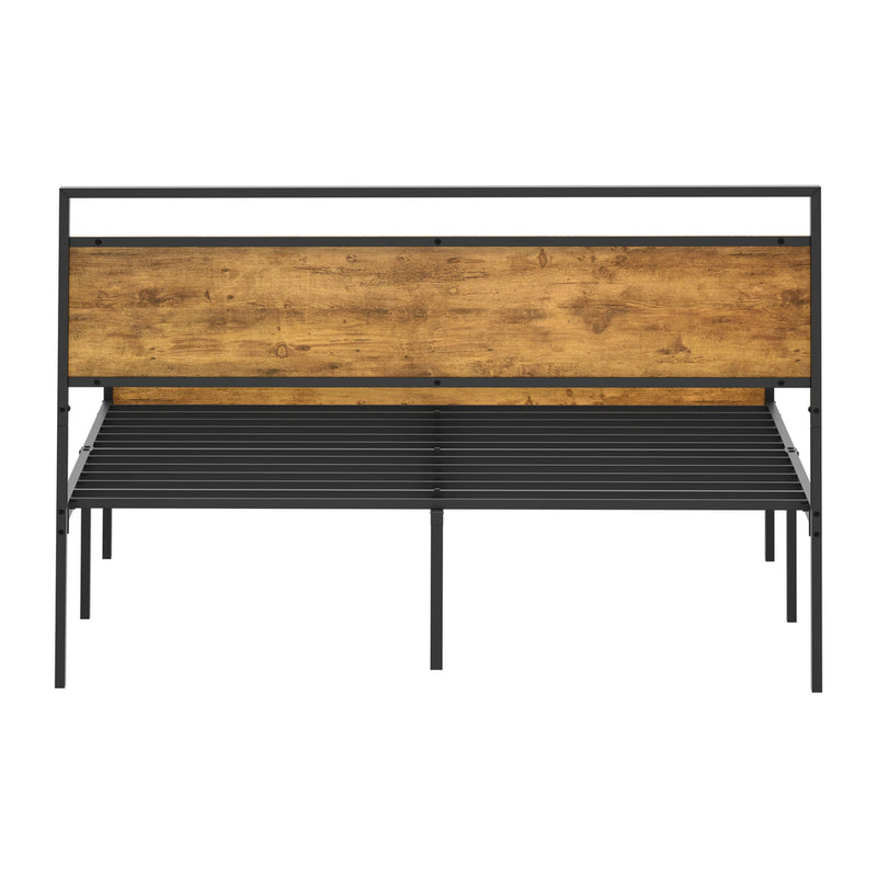 Oikiture Queen Metal Bed Frame Platform Bed Base Natural