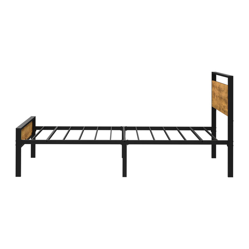 Oikiture Single Metal Bed Frame Platform Bed Base Natural