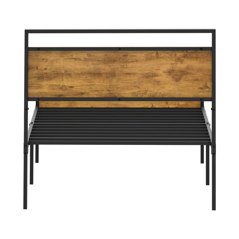 Oikiture Single Metal Bed Frame Platform Bed Base Natural