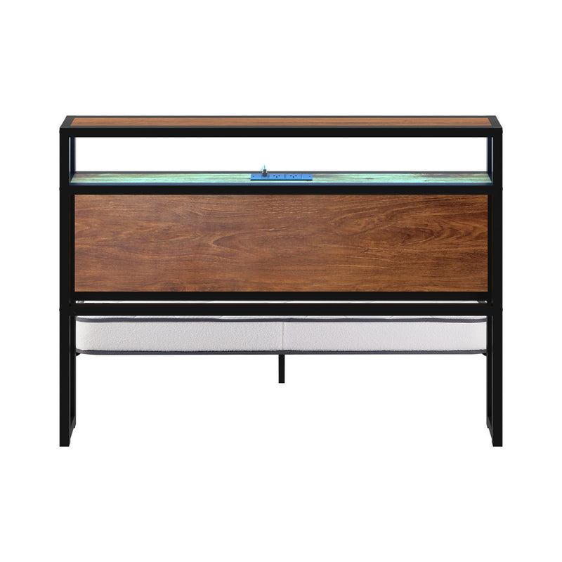 Oikiture Metal Bed Frame Queen Size LED Storage USB with Mattress