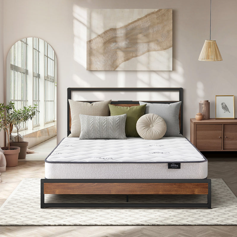 Oikiture Metal Bed Frame Queen Size LED Storage USB with Mattress