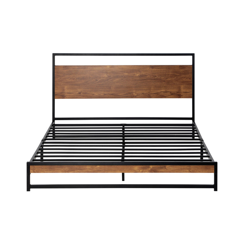 Oikiture Metal Bed Frame Double Size Wooden