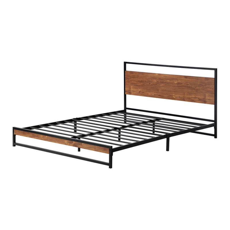 Oikiture Metal Bed Frame Double Size Wooden
