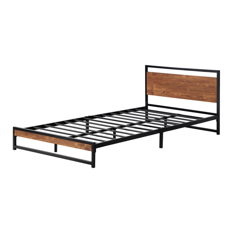 Oikiture Metal Bed Frame King Single Size Wooden