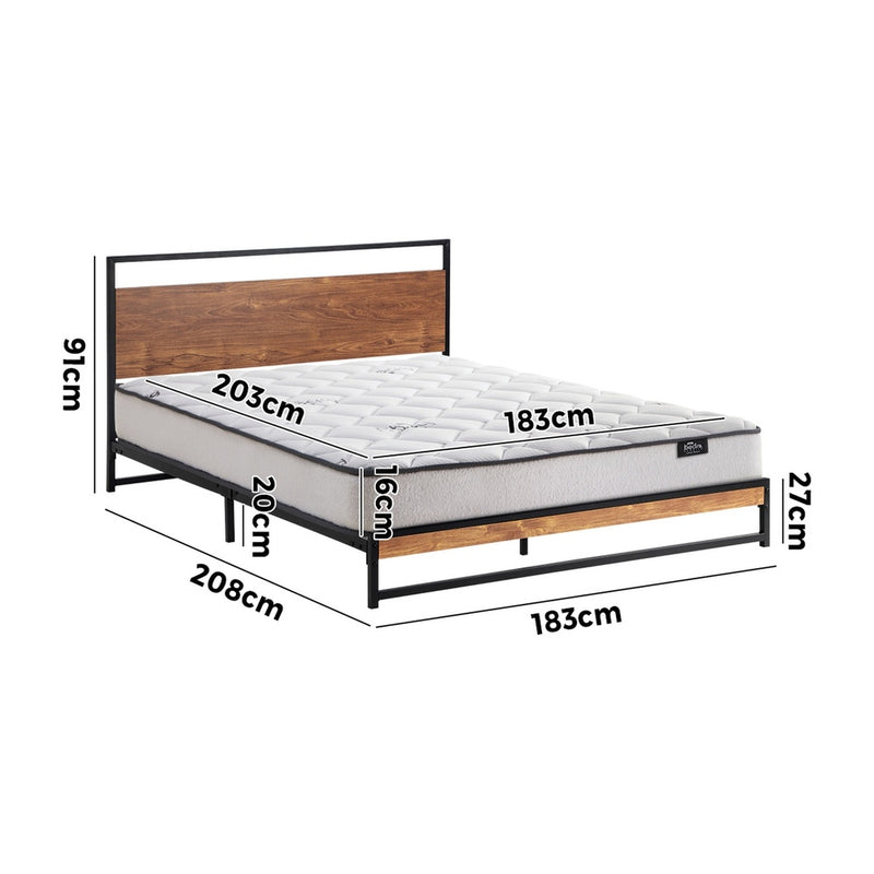 Oikiture Metal Bed Frame King Size Beds Platform with Mattress