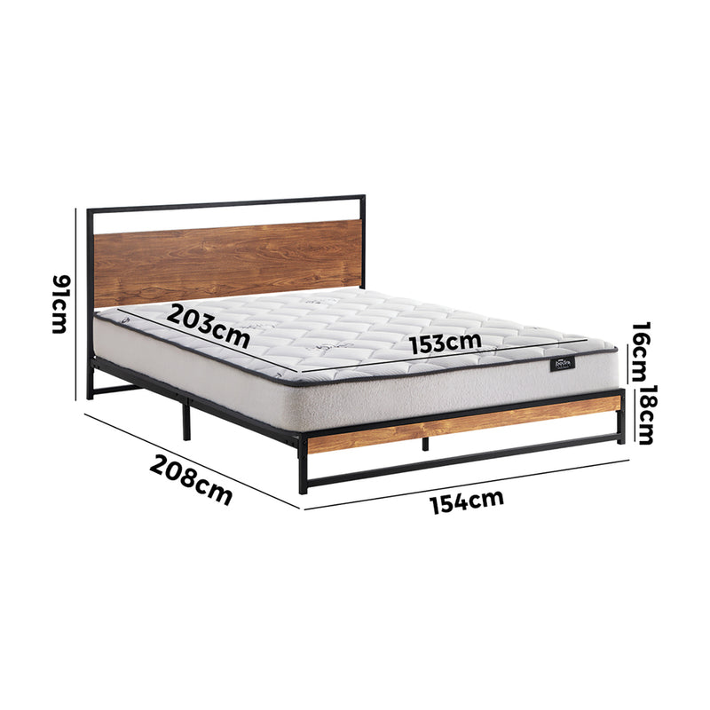 Oikiture Metal Bed Frame Queen Size Beds Platform with Mattress
