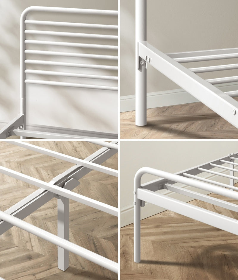 Oikiture Metal Bed Frame Double Size Platform White